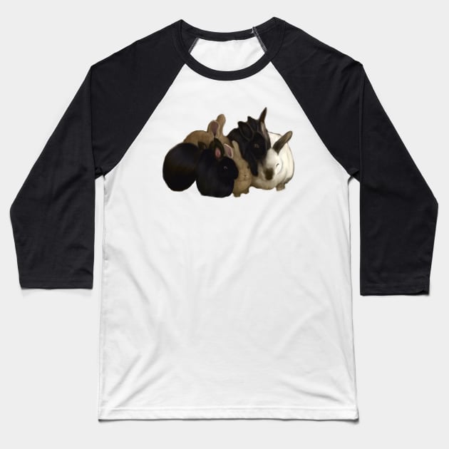 Bunny rabbit cuddles - cute bunny rabbits piling on for a big group hug Baseball T-Shirt by Artonmytee